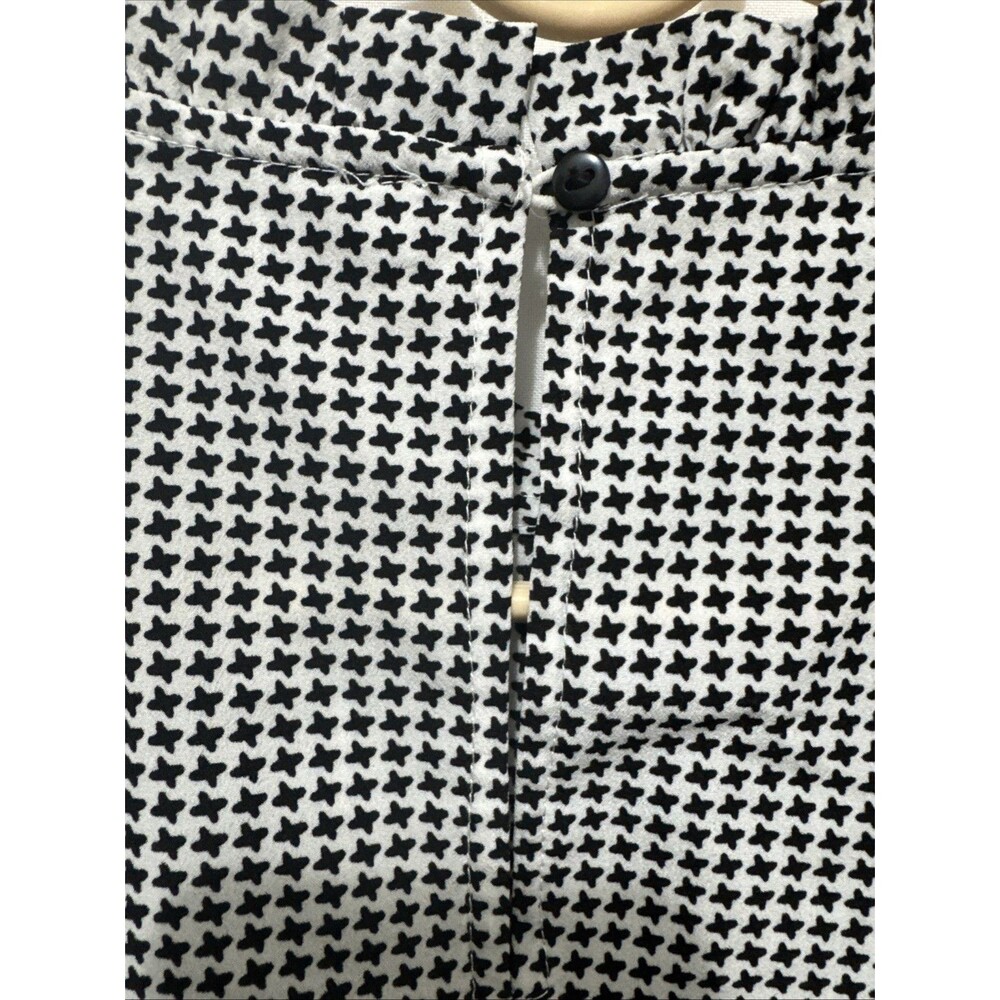 Carolina Belle Montreal Womens Sz S  Houndstooth Pleated Ruffle Chiffon Top - Picture 6 of 15
